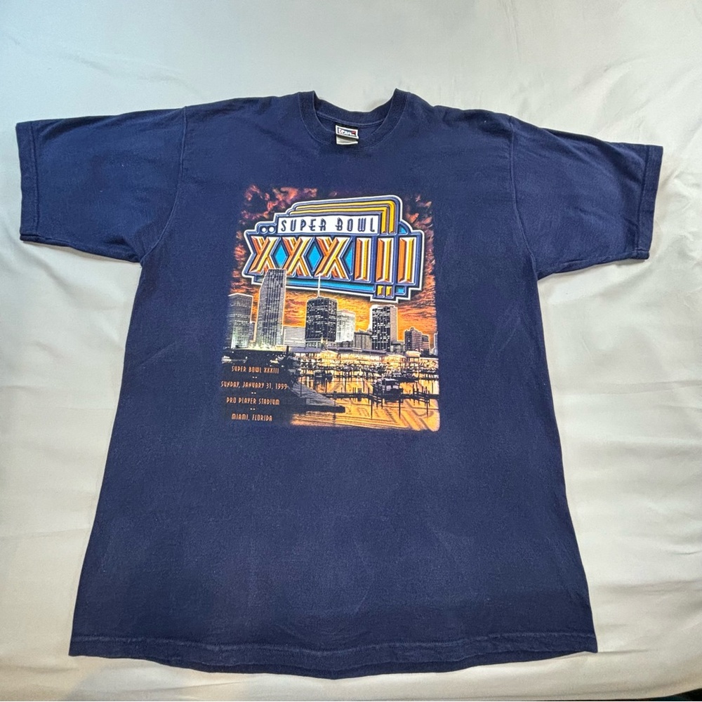 Vintage Pro Player Super Bowl Xxxiii T Shirt Men’s Xxl Blue  Denver Broncos 1999